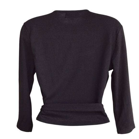 Lulus En Cloche Black Ribbed Wrap Top - Picture 6 of 8